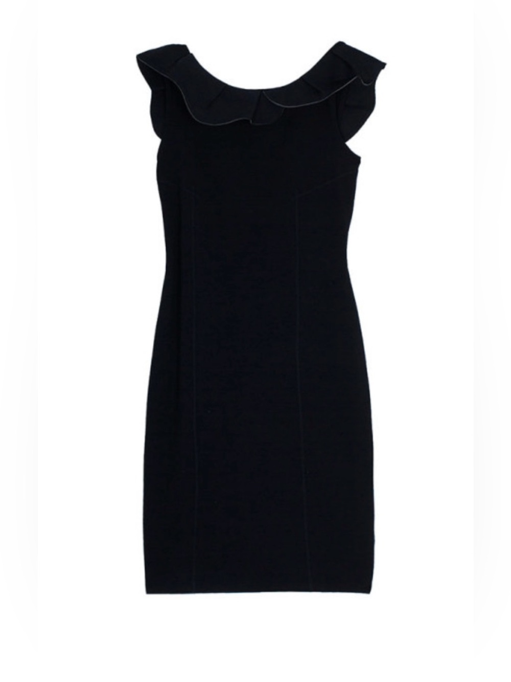 RED Valentino Black Ruffle-Trim Sheath Dress